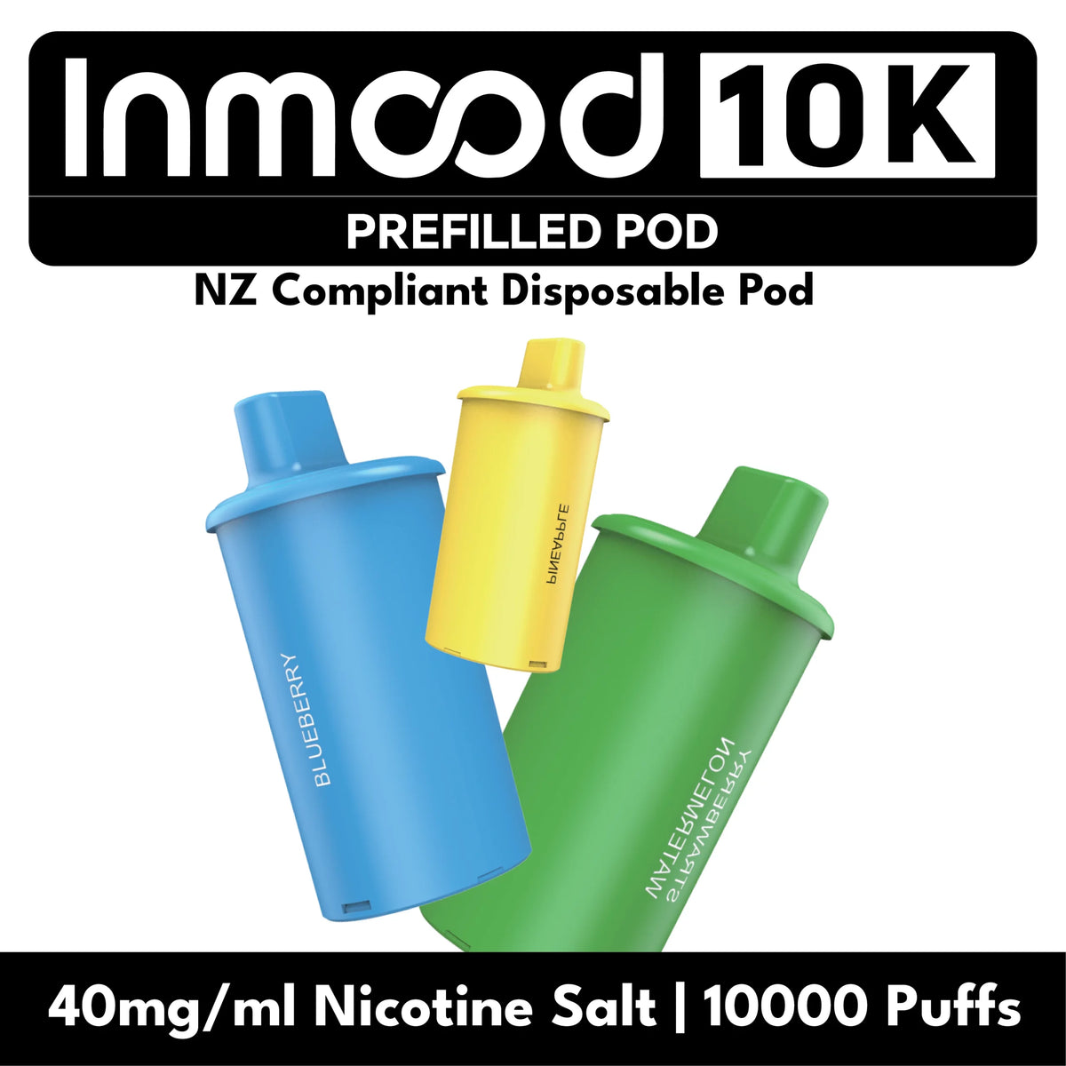 Inmood 10K Closed Pod Vape – Replacement Pods – 10000 Puffs – 4% (40mg salt nicotine)