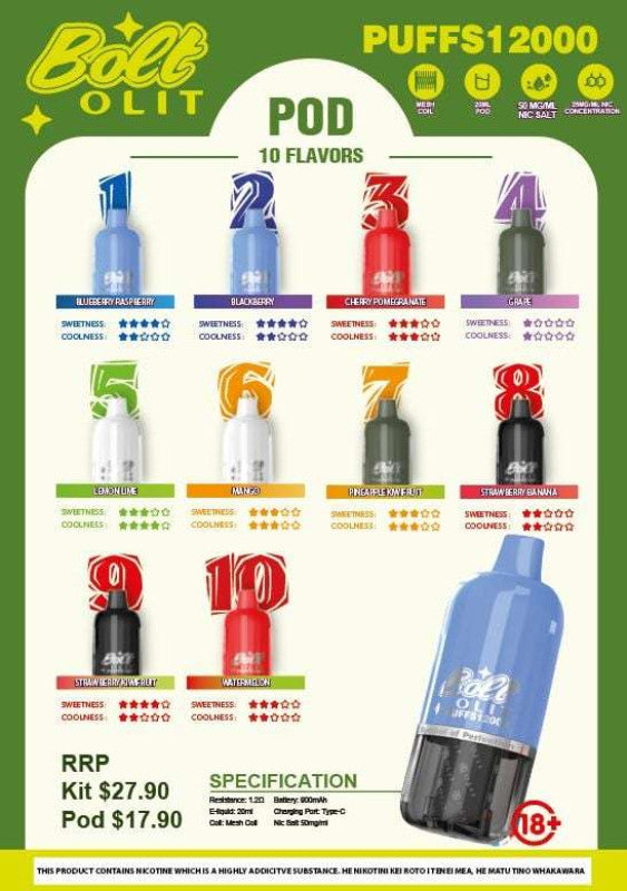 BOLT OLIT 12000 PUFFS KIT